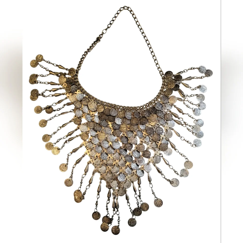 Silver COIN NECKLACE Belly Dancing Gypsy Style - Picture 2 of 7